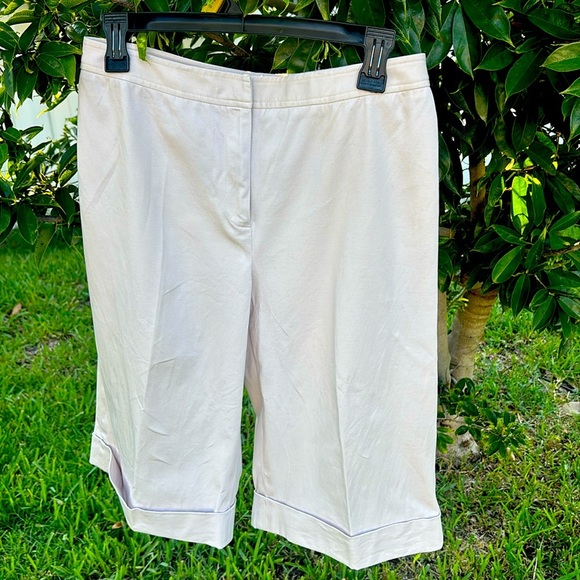 Cream Tailored Capris with Pressed Crease - Picture 1 of 6
